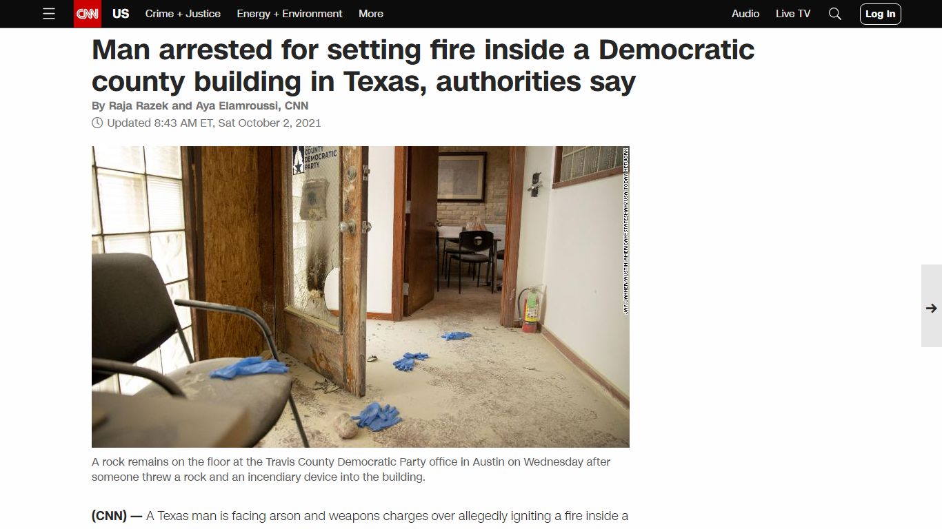 Man arrested for setting fire inside a Democratic county building ... - CNN